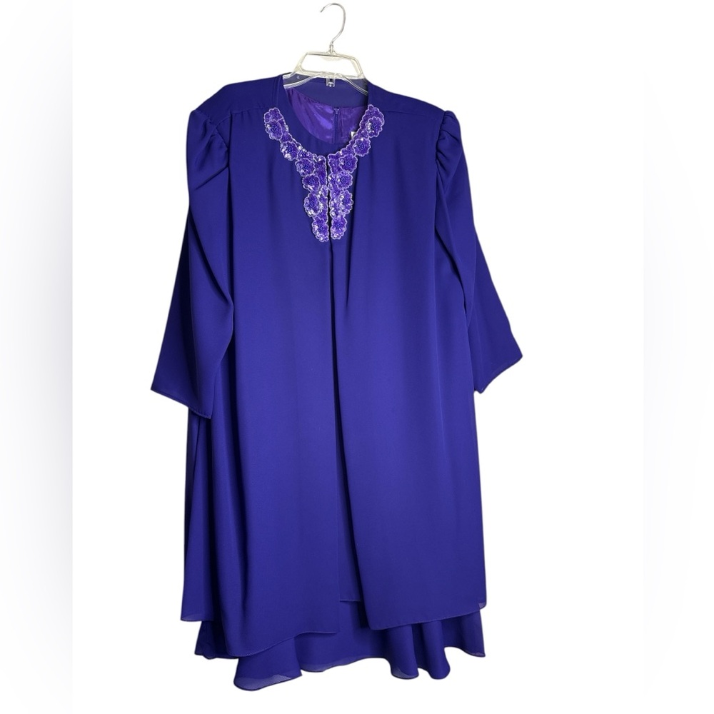 Dress 2 Pc Set Size 20 Purple Beaded Vintage Mother of Bride Glazier & Sims